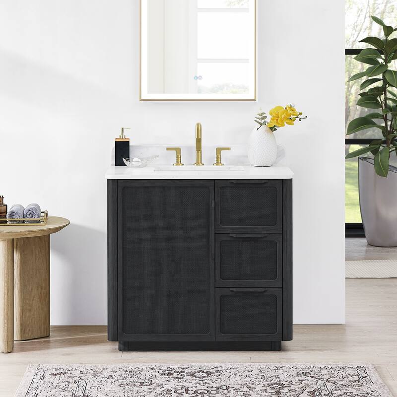 Busan Bath Vanity with White Quartz Stone Top without Mirror