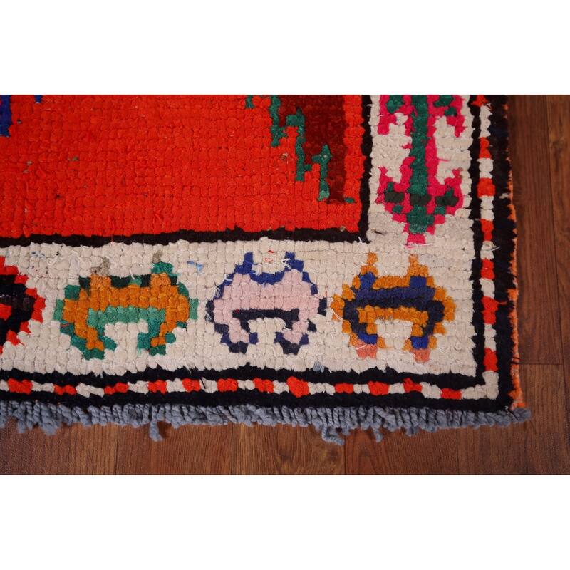 Orange Tribal Anatolian Oriental Runner Rug Handmade Silk Carpet - 3'0"x 13'3"