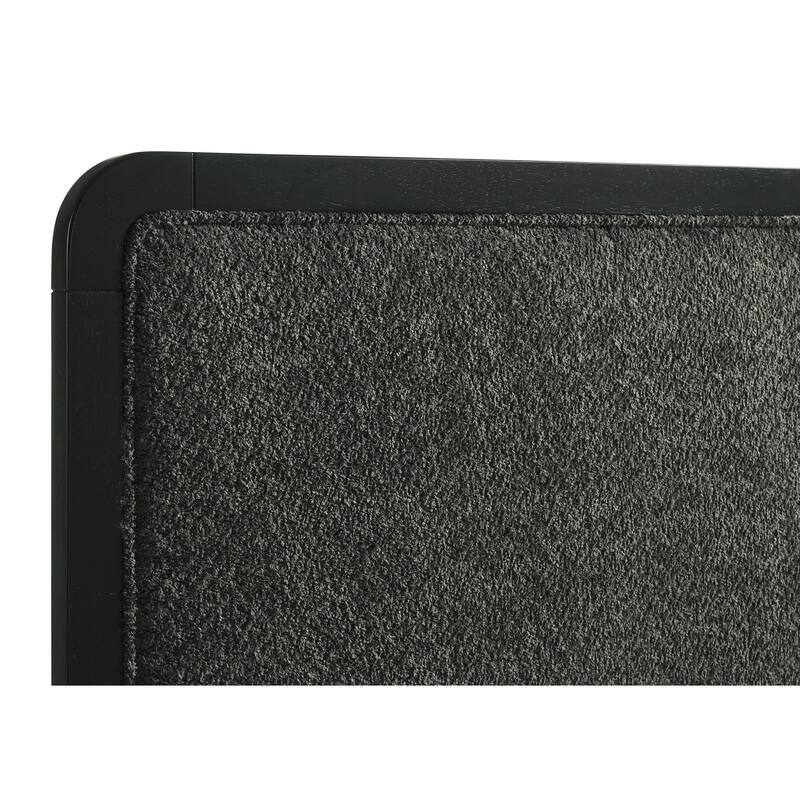 Cavy Queen Size Bed, Channel Tufted Upholstered Headboard, Black Gray