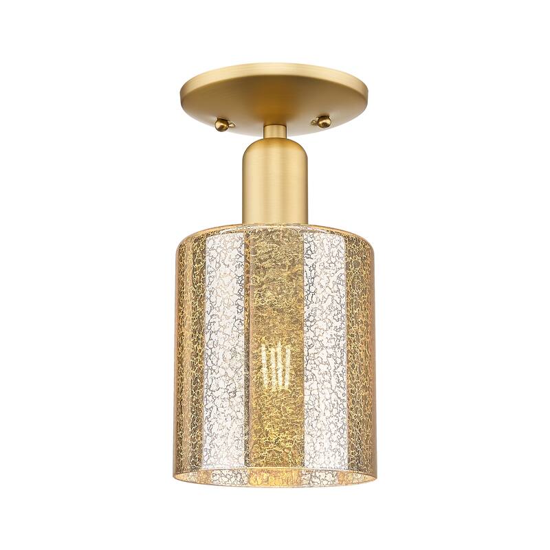 Innovations Lighting Endless Possibilities Arcadia - Cobbleskill - 1 Light 5" Semi-Flush Mount - Mercury/Satin Gold