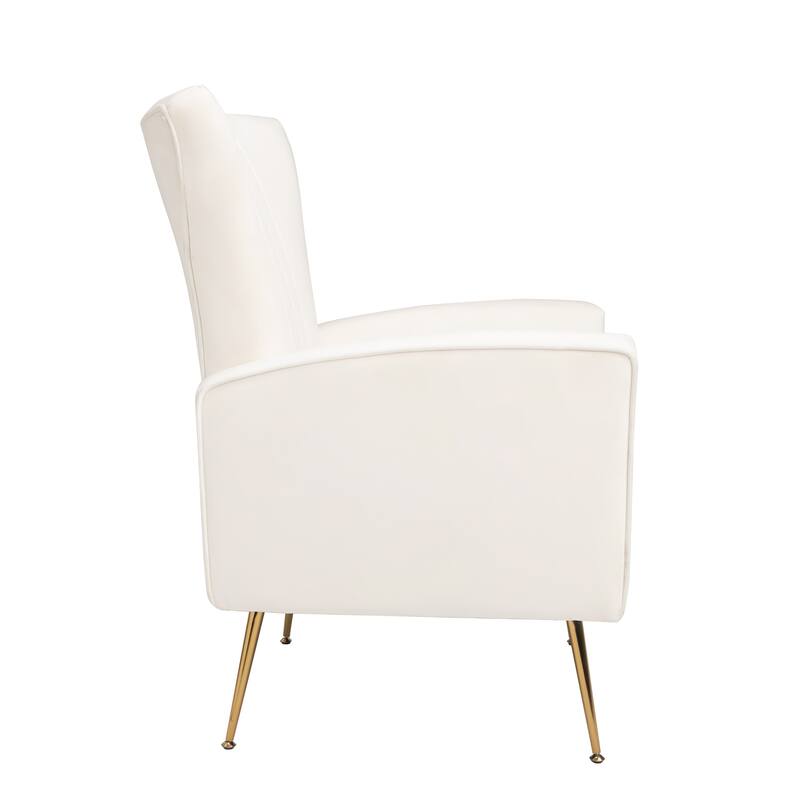 Velvet Accent Chair, Wingback Arm Chair with Gold Legs, Upholstered Single Sofa