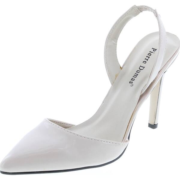 slide 1 of 15, Pierre Dumas Women's Cherry-4 Vegan Leather Pointed-Toe D'orsay Slingback Dress Pump Stiletto Heels