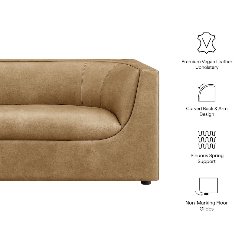 Hilda 86" Curved Back Vegan Leather Sofa