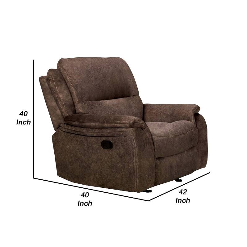 Heny Manual Glider Recliner Chair, Plush Dark Brown Pillow Top Arms