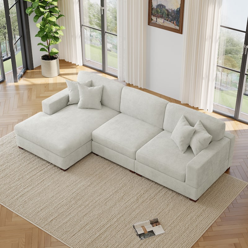 Oversized Modern Chenille Modular Sectional Sofa with Chaise