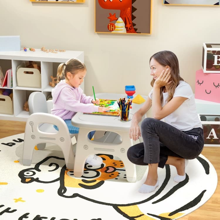 Kids Activity Table and Chair Set with Montessori Toys for Preschool and Kindergarten - 31" x 19.5" x 19.5"