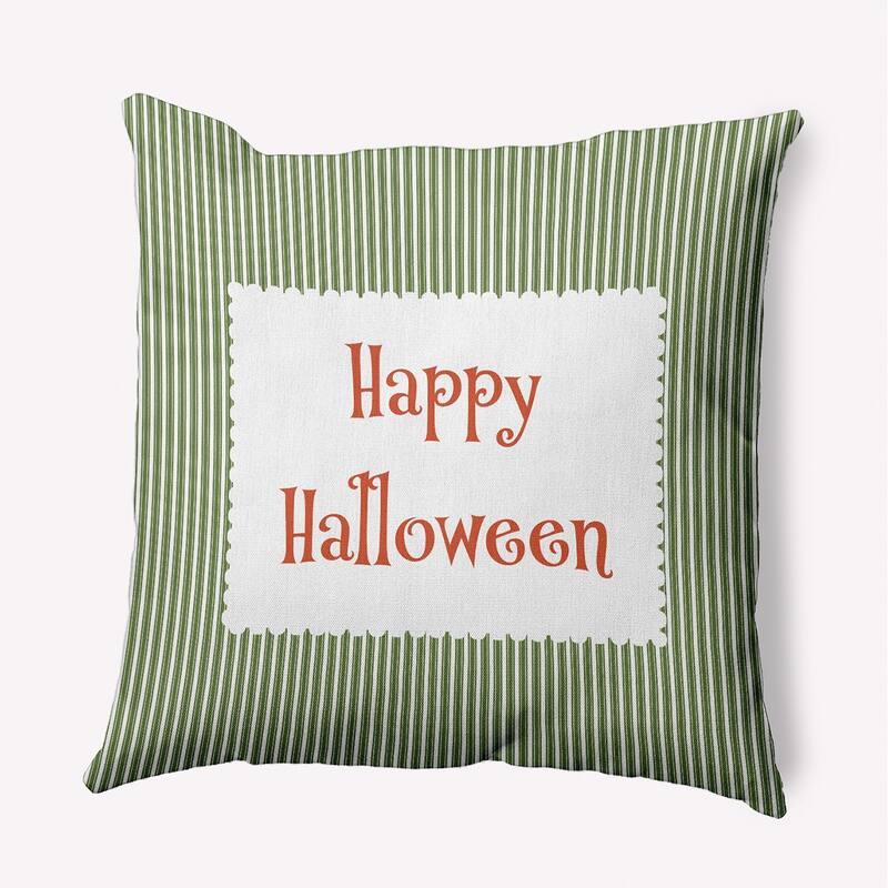 Halloween Happy Halloween Ticking Accent Pillow - Scallion - 18" x 18"