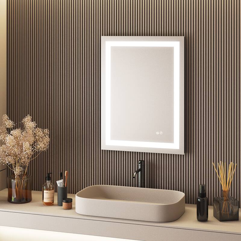 Wall Mounted LED Bathroom Mirror With Memory Function,Dimmable, Anti-Fog (Horizontal/Vertical)