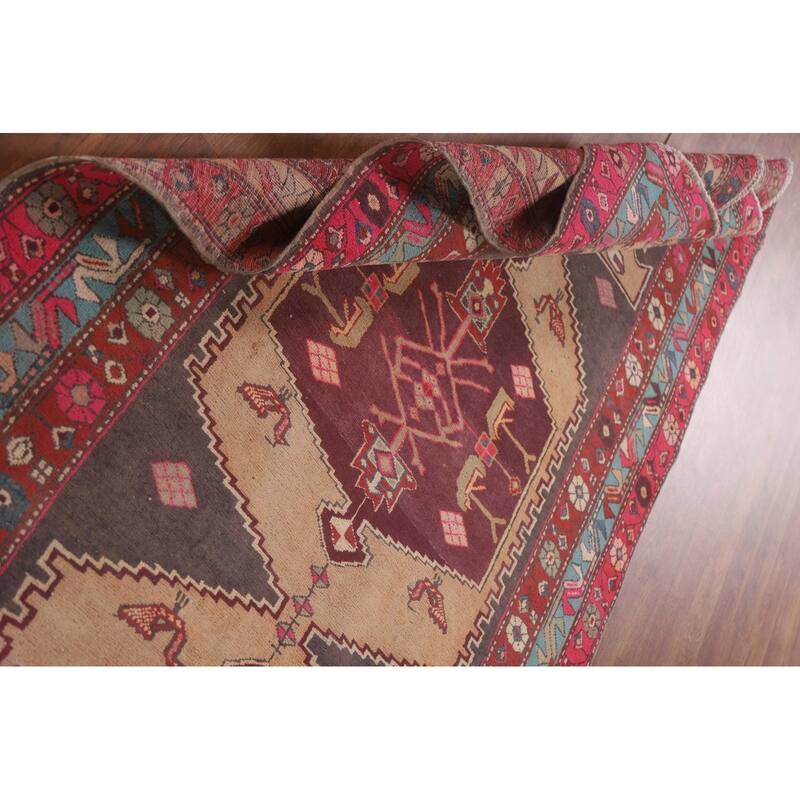 Hand Knotted Oriental 100% Wool Carpet Traditional Geometric Greys & Charcoal Meshkin Runner Rug - 9' 6'' X 3' 11''