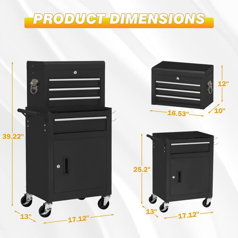 AECOJOY Tool Chests & Cabinets Detachable Metal w/ Wheels