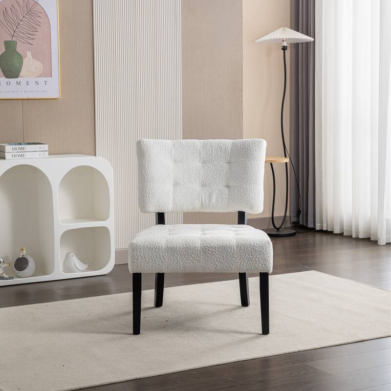 White Modern 31" Button Tufted Accent Chair with Kiln-Dried Hardwood Frame and Oversized Seat