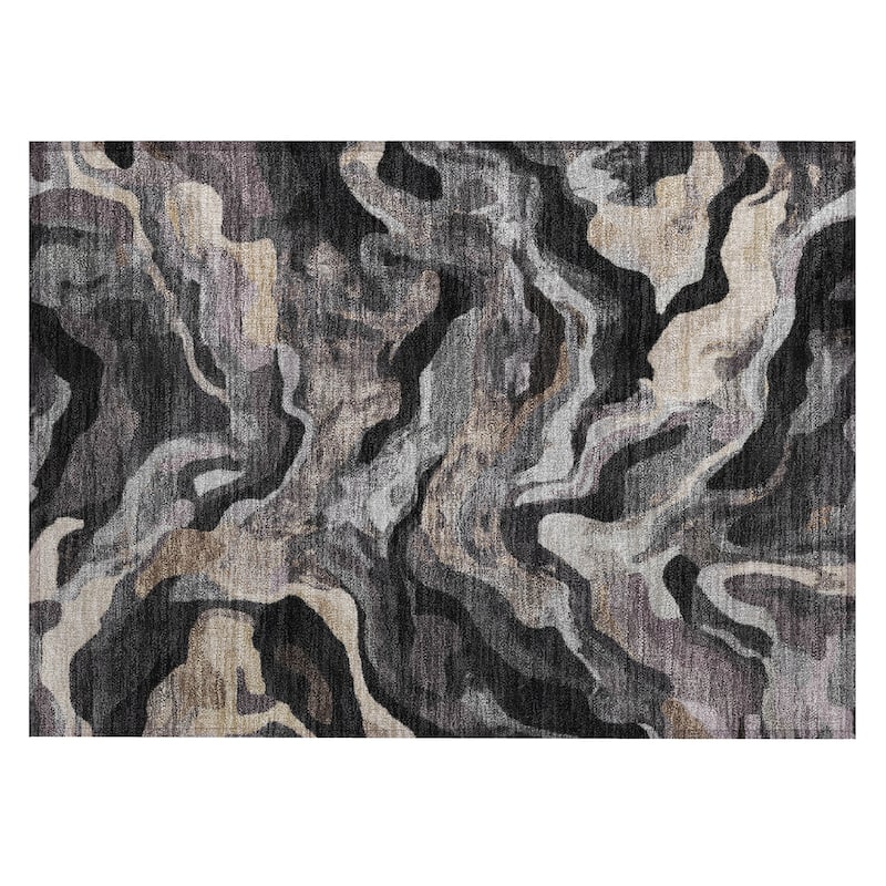 Machine Washable Indoor/Outdoor Modern Brushstrokes Chantille Rug