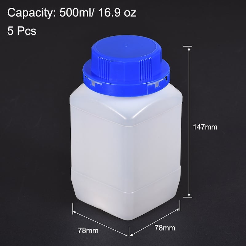 Plastic Lab Chemical Reagent Bottle, 250ml/8.45 oz Storage Bottles, Blue 5pcs - Blue