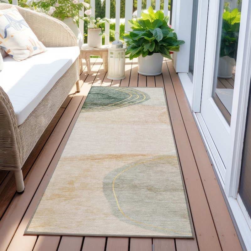 Machine Washable Indoor/ Outdoor Modern Chantille Rug