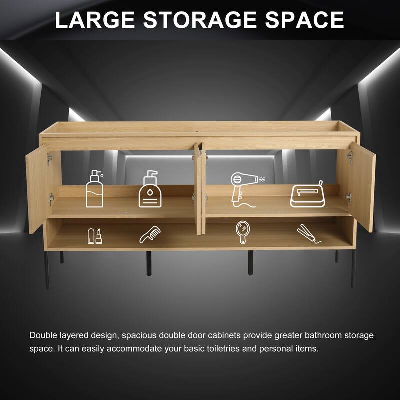 60" Freestanding Bathroom Vanity & 4 Soft-Close Cabinet Doors -Excluding Sink