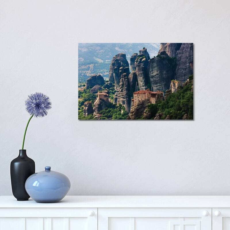iCanvas "St. Nikolaos Anapafsas Monastery and Monastery of Roussanou, Meteora, Greece" by Keren Su Canvas Print - 12x18x1.5