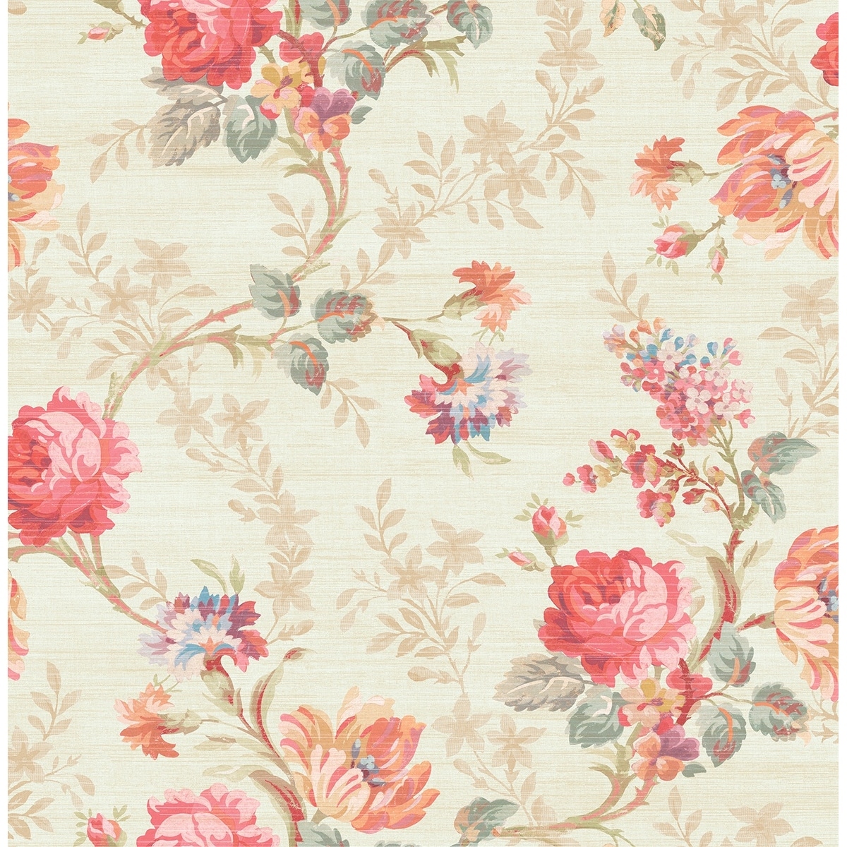 Seabrook Designs Lena Floral Branch Unpasted Wallpaper