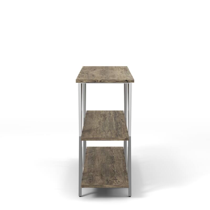Kent Contemporary Oak Steel 2-Shelf Console Table by Furniture of America