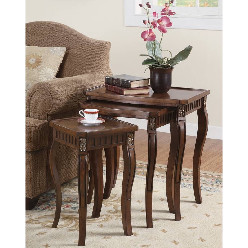 Warm Brown 3-piece Elegant Nesting Table Set