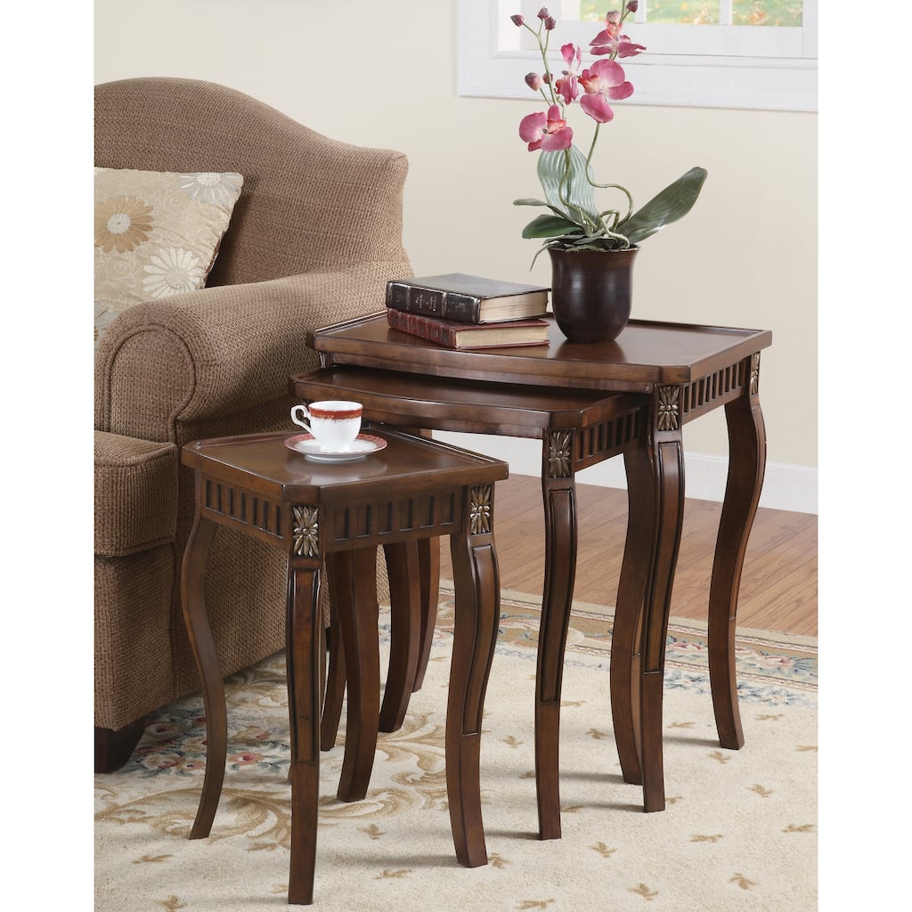Warm Brown 3-piece Elegant Nesting Table Set