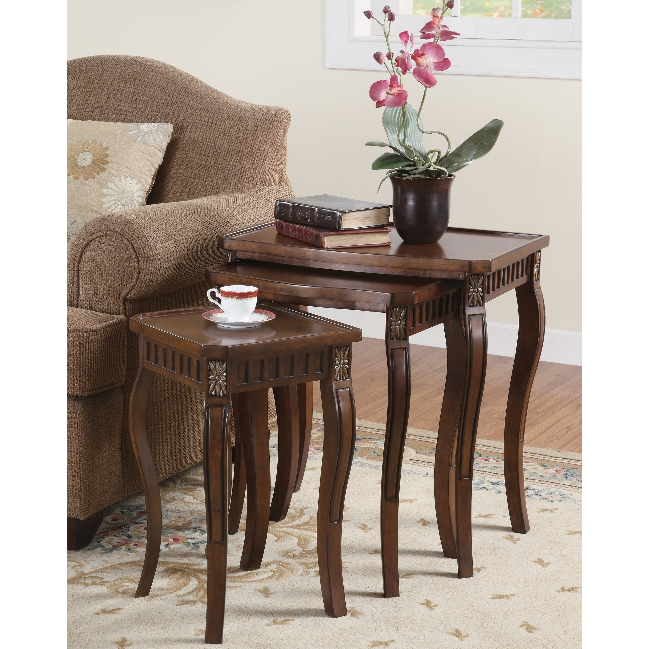 Warm Brown 3-piece Elegant Nesting Table Set