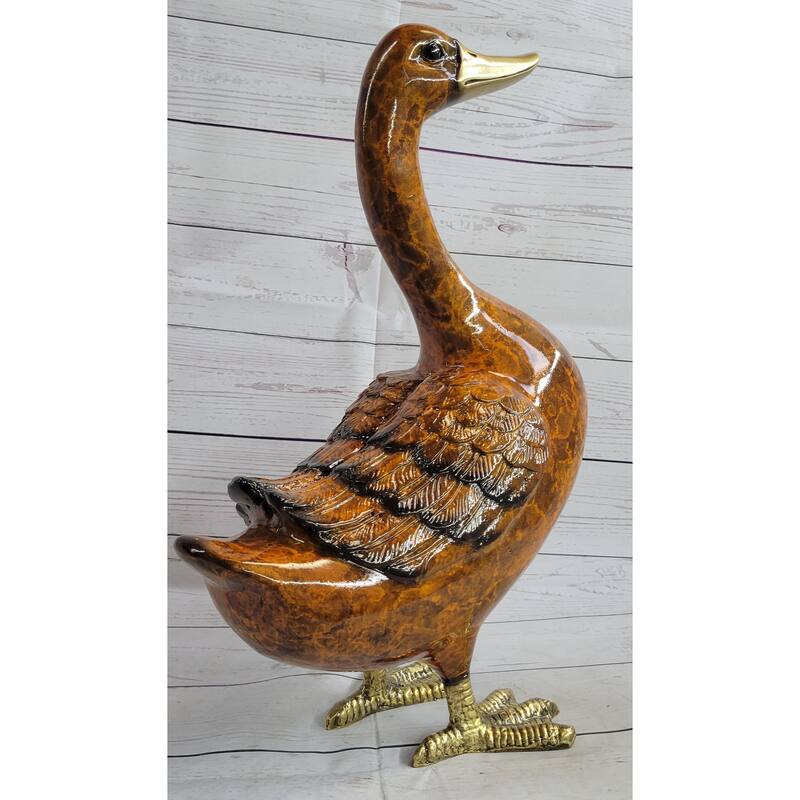 Duck Bird Bronze Statue Sculpture Figure Life Size Decor Painted Moigniez 17 Inches X 15 Inches