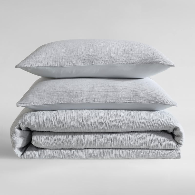 Calvin Klein Washed Texture Solid Cotton Duvet Cover Set
