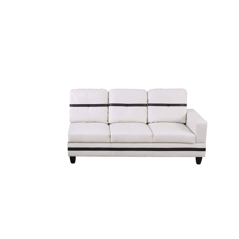 White And Black Semi PU Synthetic Leather 3-Piece Couch Living Room Sofa Set