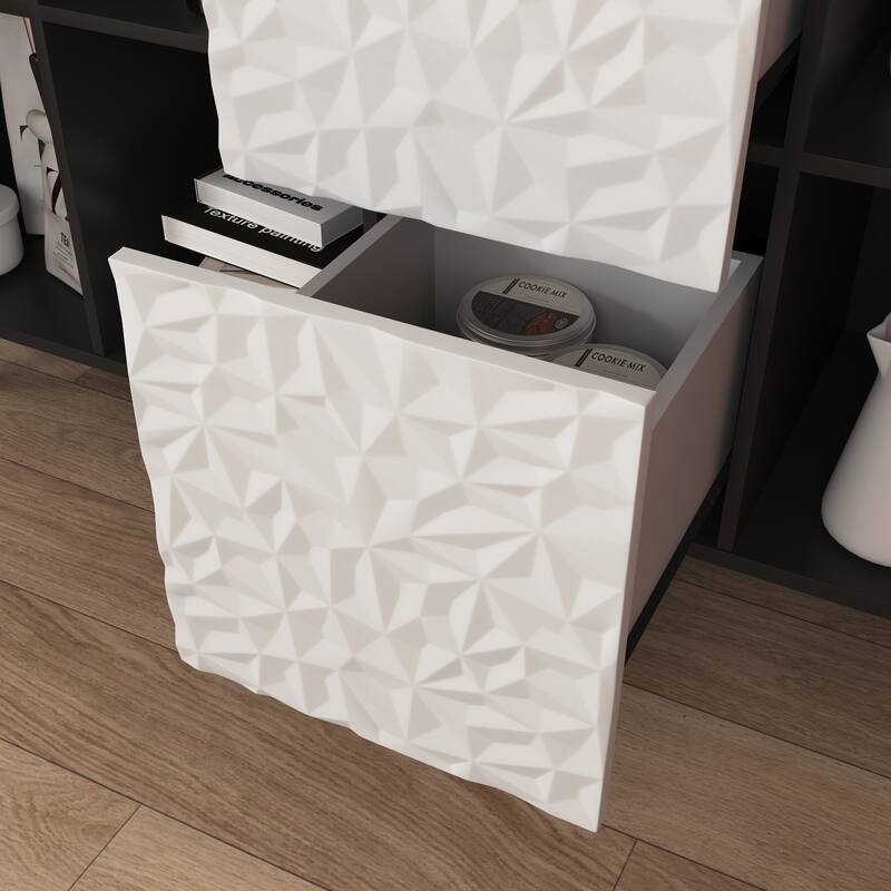 Modern Sideboard Buffet Cabinet with 2 Drawers and 2 Open Storage Compartment