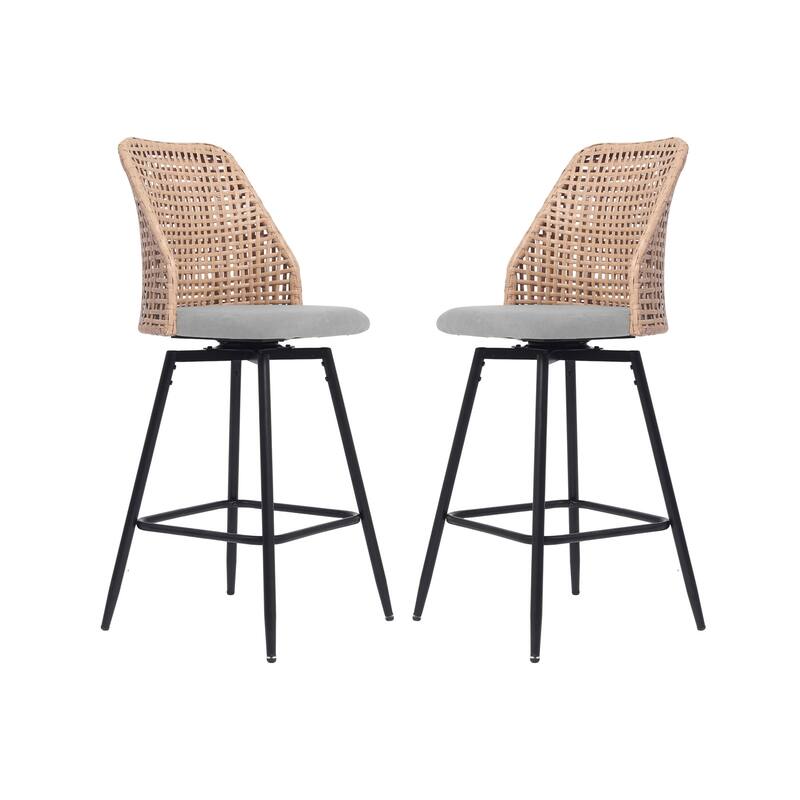 28.8" Indoor Swivel Wicker Barstools