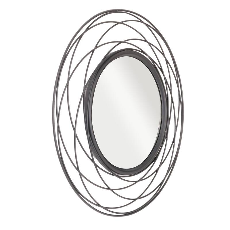 Layla Modern Round Metal Modern Wall Mirror - Black - 30"H x 30"W - 30