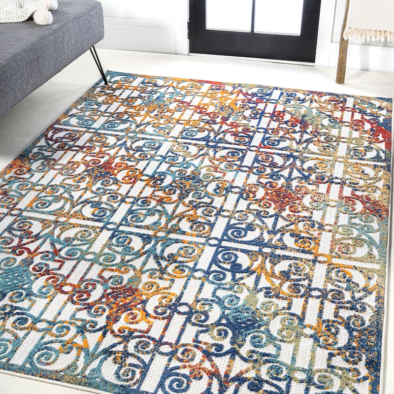 JONATHAN Y Tropics Ornate Trellis Indoor/Outdoor Area Rug