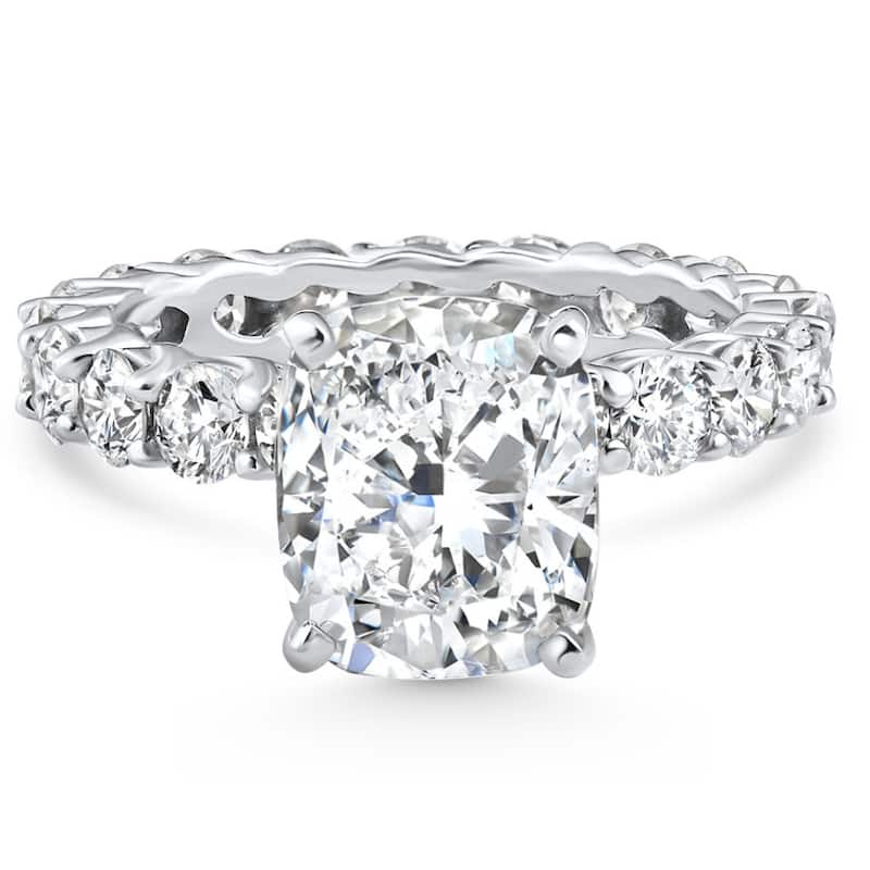 Bliss Diamond Certified 7.90Ct Cushion Diamond Engagement Eternity Ring Gold Lab Grown - White - 7 - White