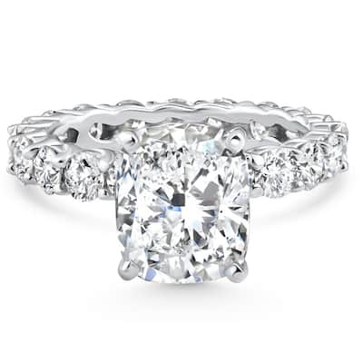 Certified 6.90Ct Cushion Diamond Engagement Eternity Ring Gold Lab Grown
