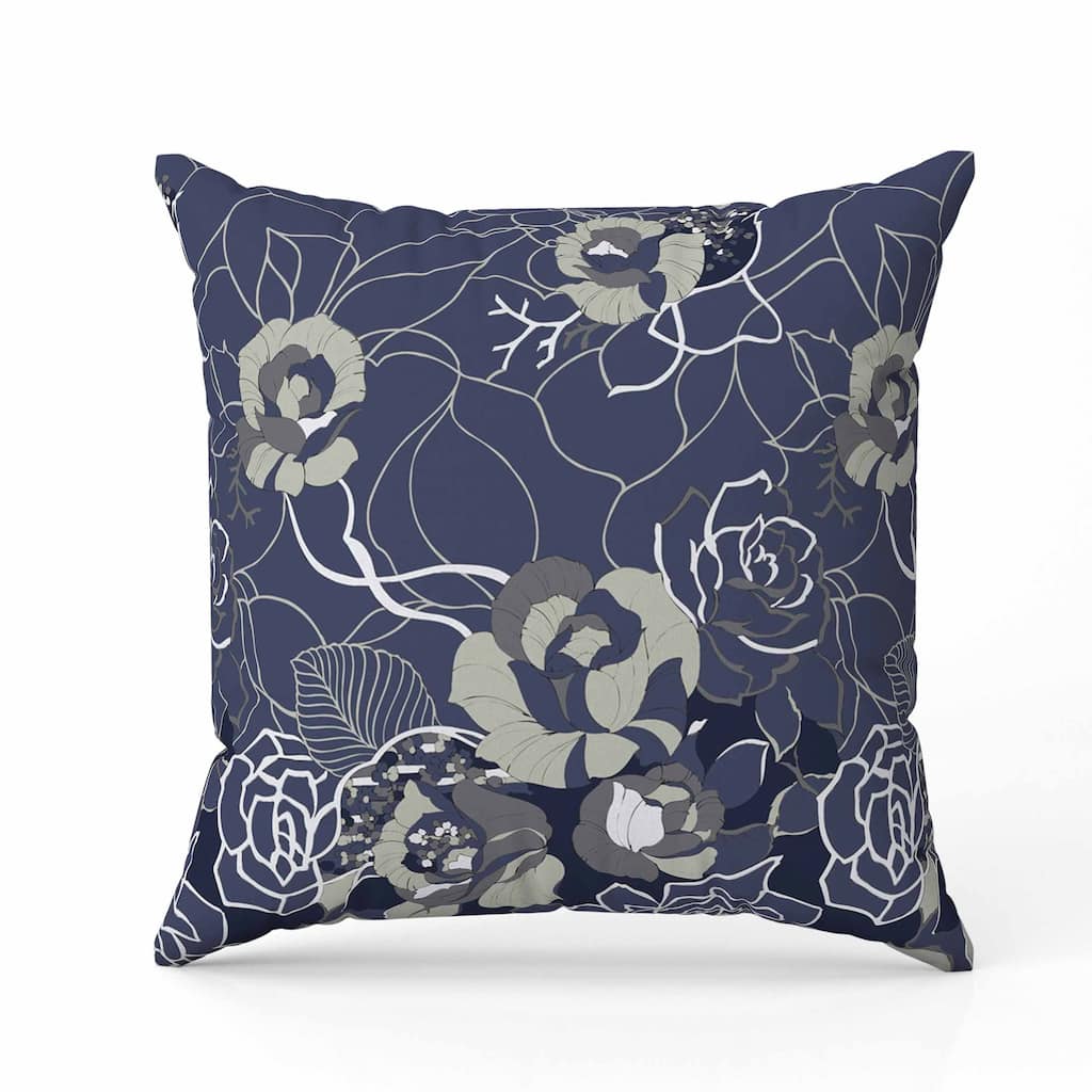 Regal Rose Retreat Faux Suede Reversible Throw Pillow Blue and Gray