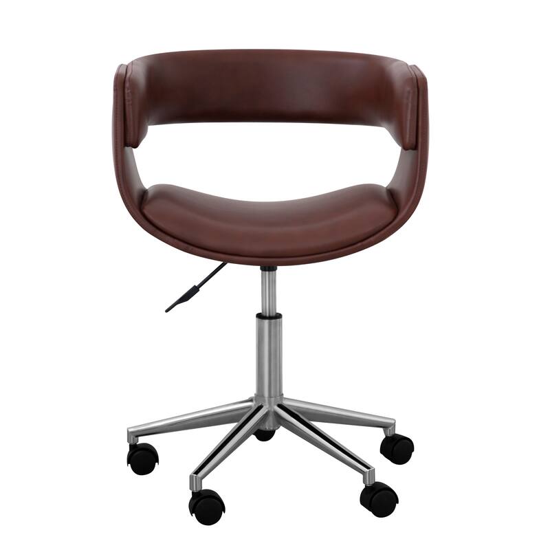 Teamson Home Faux Leather Adjustable Swivel Home Office Task Arm Chair