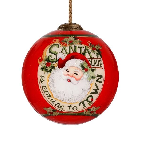 Shop 3 Red And White Santa Hand Painted Mouth Blown Glass Hanging