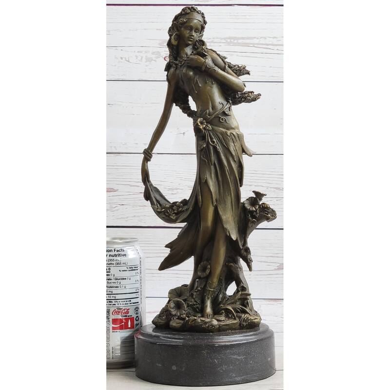 Gaia Earth Mother Nymph Female Figure Bronze Sculpture Statue On Marble Base