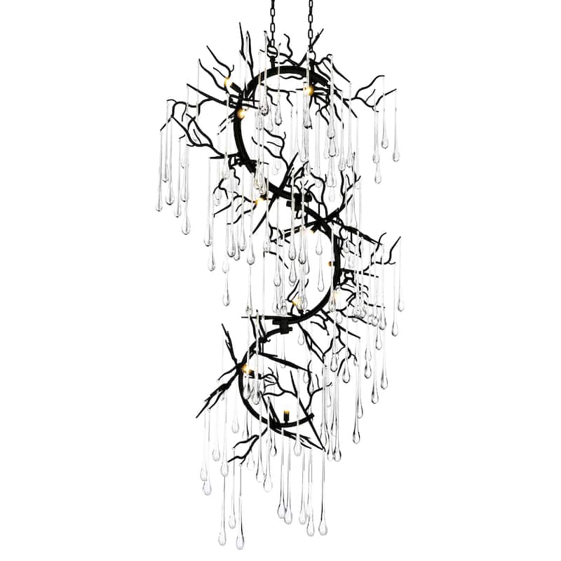 Anita 12 Light Chandelier With Black Finish - Black