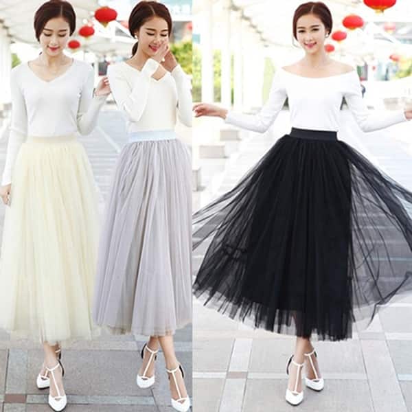 Shop Lady Fashion Korean Style Swing Maxi Skirt Autumn High Waist
