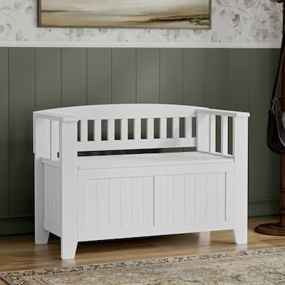 WYNDENHALL Normandy 36" Wide Solid Wood Transitional Small Entryway Storage Bench - 36 Inches wide