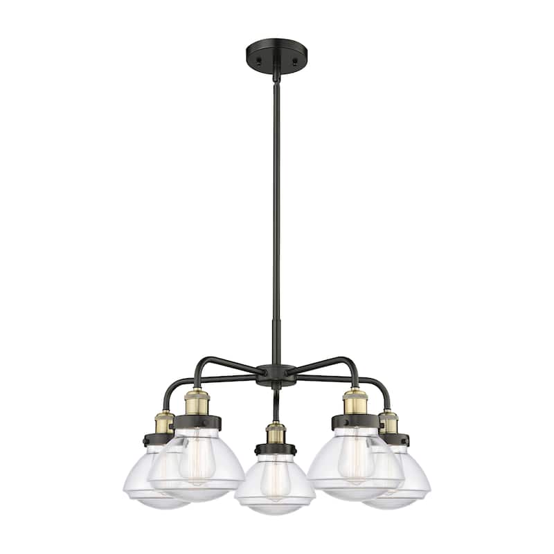 Innovations Lighting Olean - 5 Light 25" Stem Hung Chandelier - Clear/Black Antique Brass
