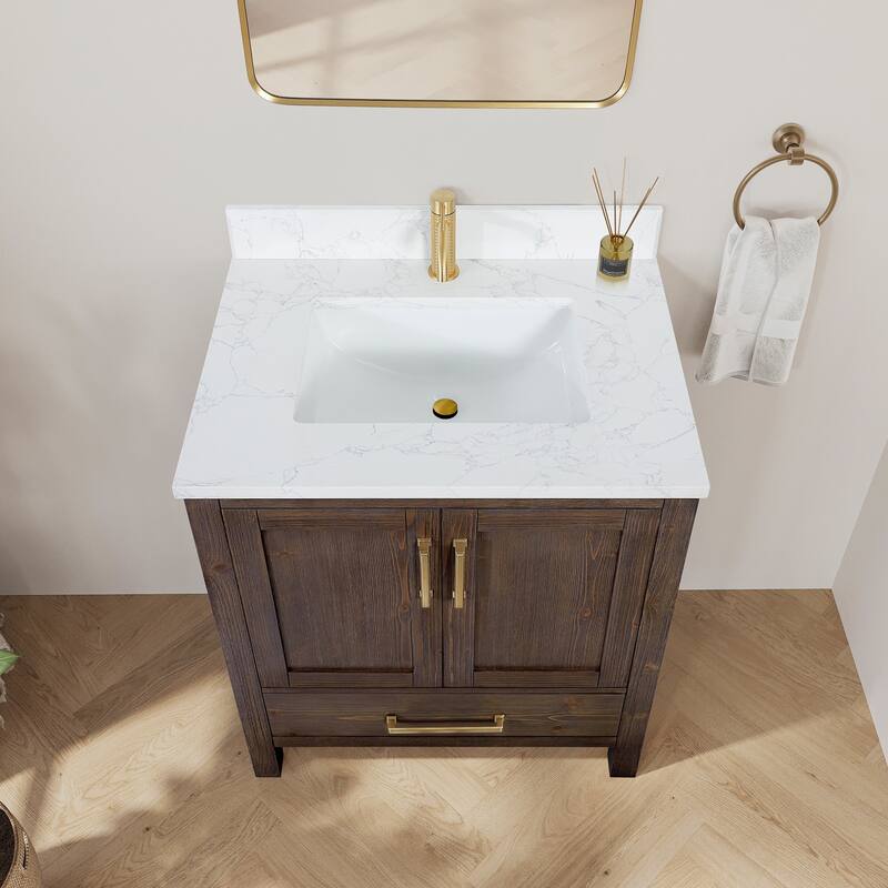 Shannon Bath Vanity with Composite Stone Countertop and Mirror
