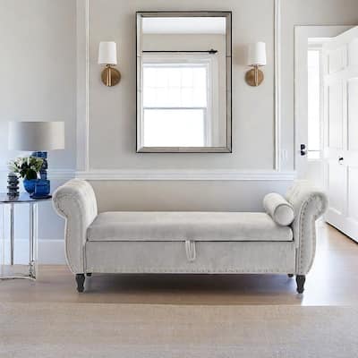 Xanthia Traditional Velvet Multifuntional Storage Ottoman Bench with Pillow by Christopher Knight Home