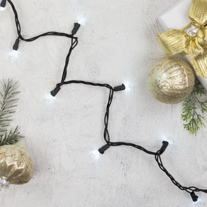 100-Count LED Mini Christmas Lights 33 ft Black Wire - 33'