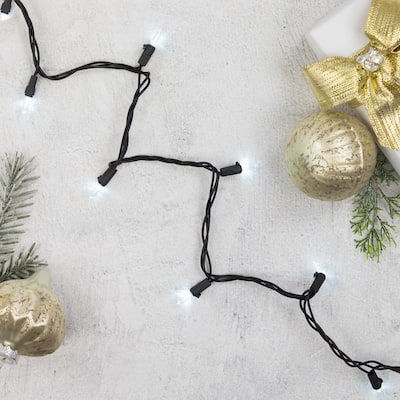 LED Mini Christmas Lights - Pure White - 33' Black Wire - 100ct