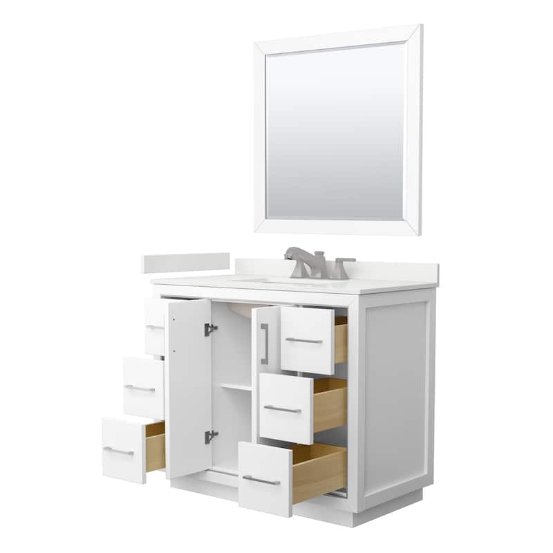 Icon 42-inch Single Vanity, Quartz Top, 34-inch Mirror