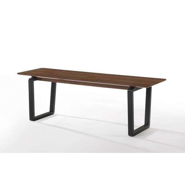 Homeroots Rectangular Modern Walnut Finish Dining Bench W Black Metal U Shaped Legs 18 X55 X15 On Sale Overstock 32201500