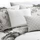7 Piece Cotton Queen Comforter Set with Floral Print, Gray and White