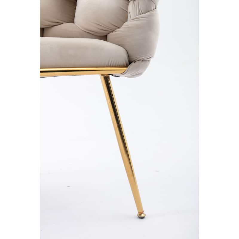 Modern 28.7" Velvet Upholstered Accent Chairs with Gold - Plated Metal Legs (Set of 2)